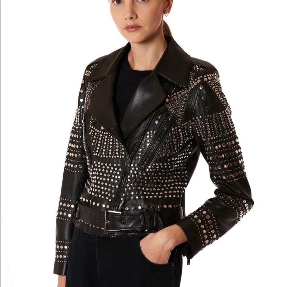 NOUR HAMMOUR  ROCK-STUDS LEATHER JACKET.